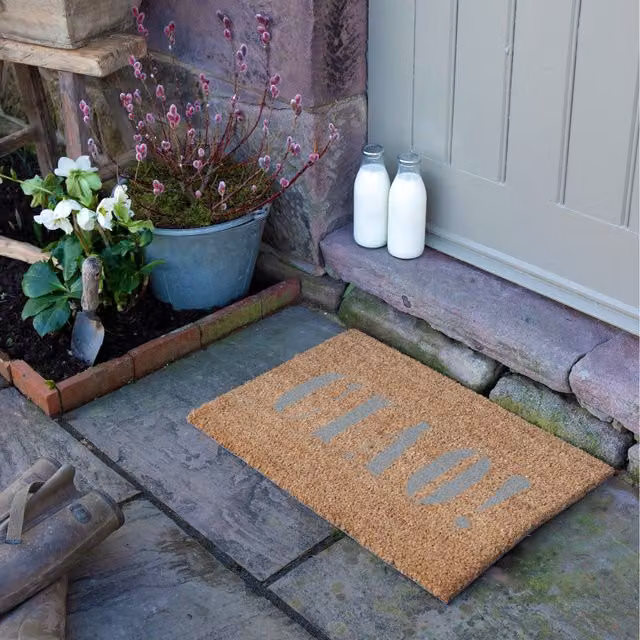Artsy Mats Ciao Grey Doormat in Brown with Coir and Natural Rubber