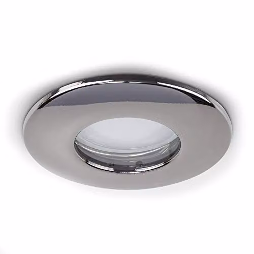 ValueLights IP65 Fire Rated Recessed Downlight in Black Chrome for Bathrooms, GU10 Bulb Replaceable