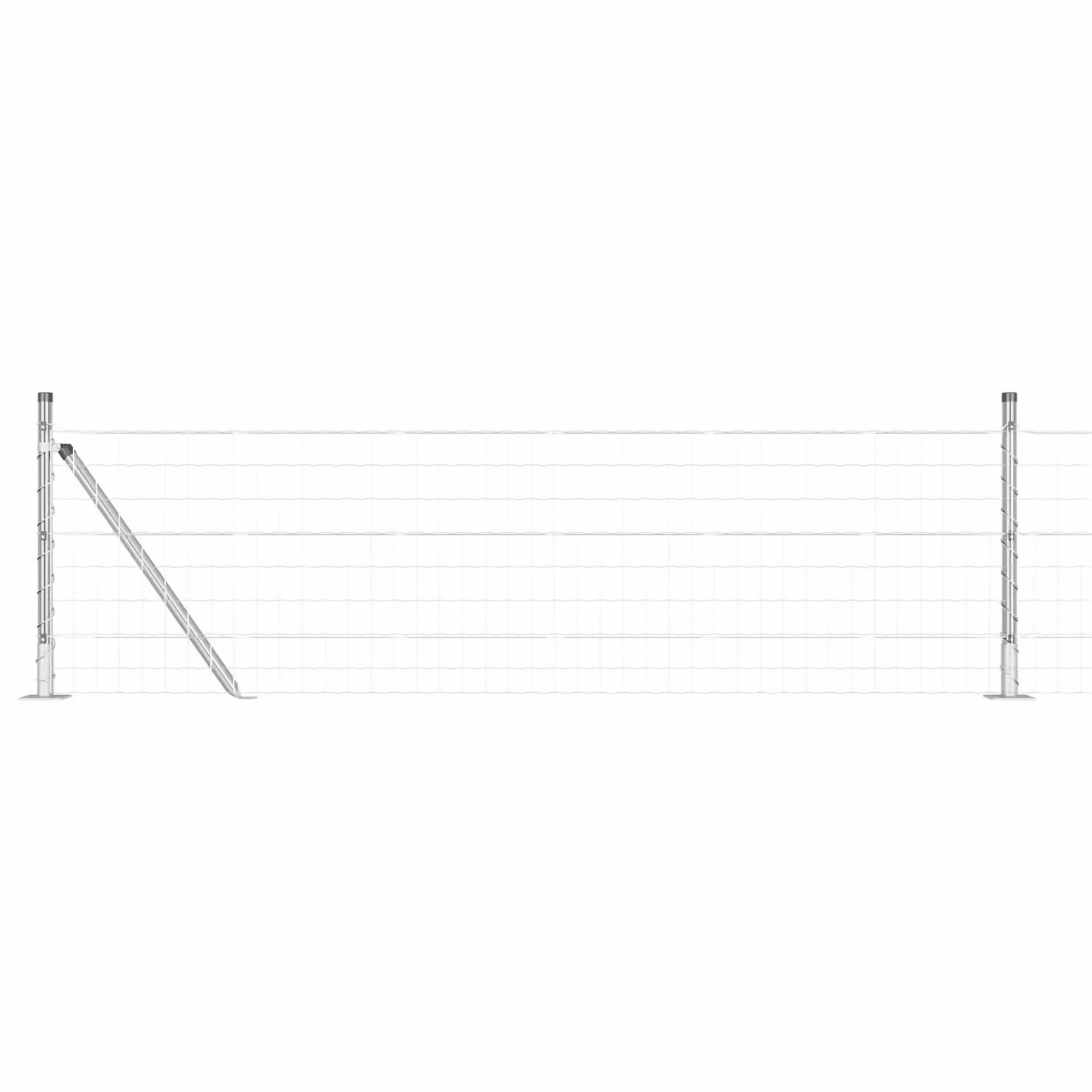Berkfield Home Euro Fence with 7 Flanged Posts, Galvanised Steel, Silver, W: 10 m, H: 0.6 m – 2