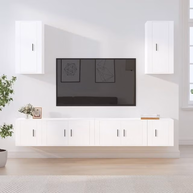 Berkfield Home 6 Piece White MDF TV Cabinet Set for your Living Room