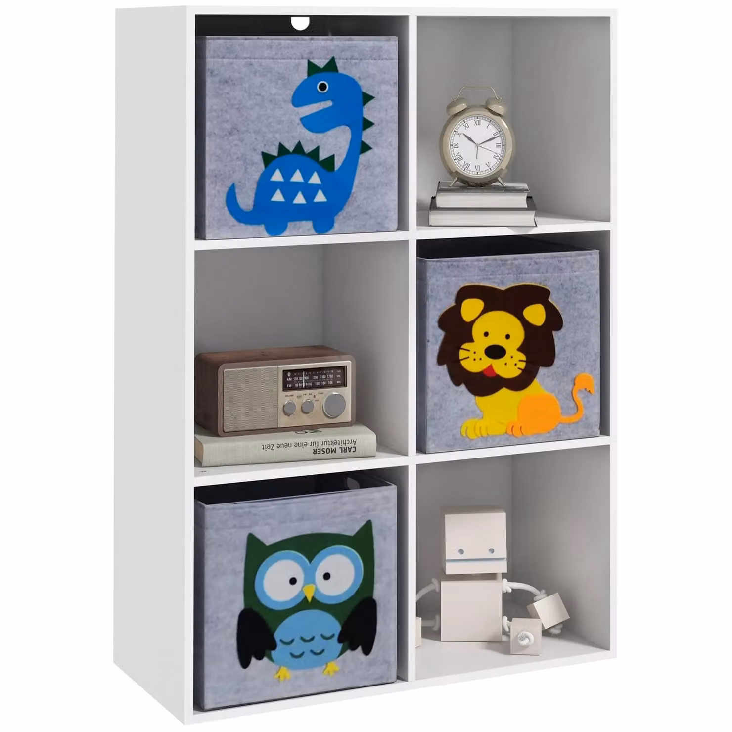 ZONEKIZ Childrens Storage Boxes with Three White Non-Woven Fabric Drawers – 2