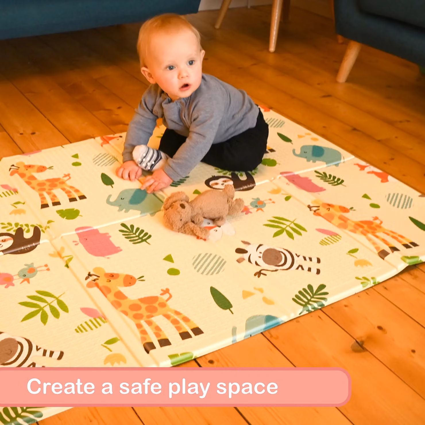 KandyToys Multicolour Foldable XPE Foam Baby Play Mat, W/D: 120 x 90 cm – 4