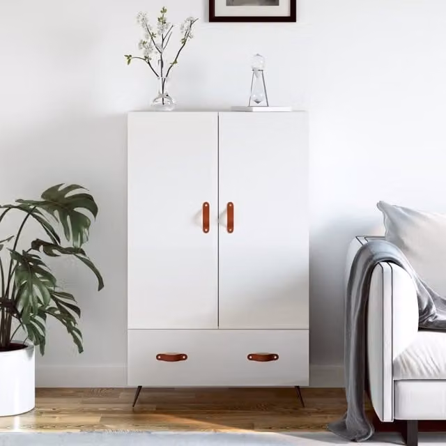 Berkfield Home High Gloss White Modern Highboard W/D/H: 69.5 x 31 x 115 cm – 1