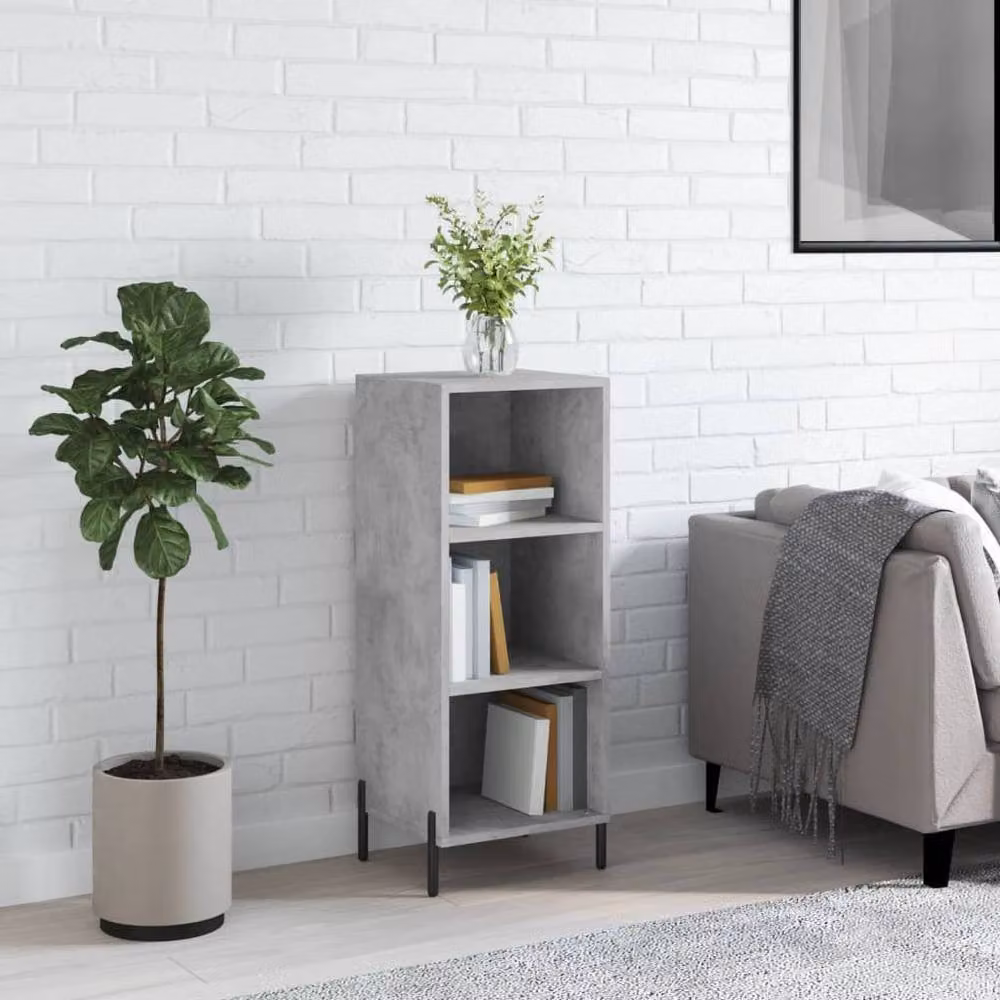 Berkfield Home Industrial Sideboard in Concrete Grey, W/D/H: 34.5 x 32.5 x 90 cm – 2
