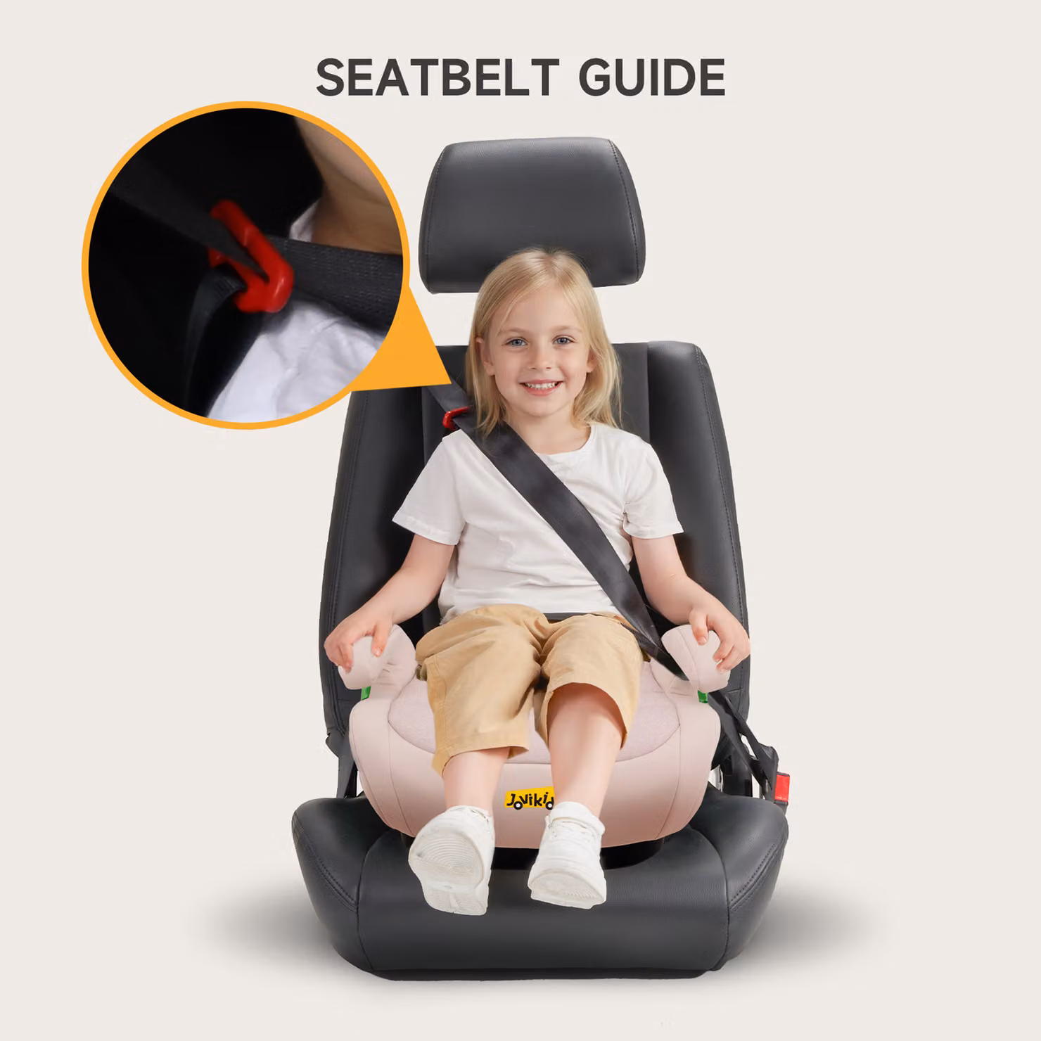 Aosom Pink ISOFIX Car Booster Seat with Cup Holder, ECE R129 i-Size, W: 42 cm, D: 40 cm, H: 17 cm – 3