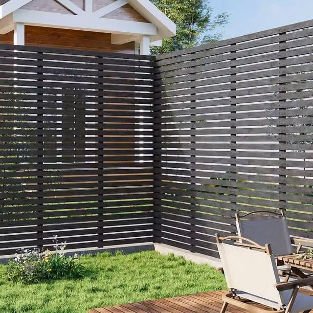 Livingandhome Single Wood Outdoor Fence Gate Panel in Grey, W/H: 180 x 180 cm