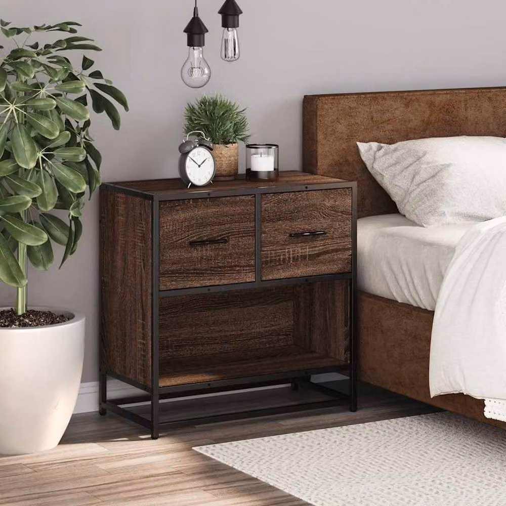 Berkfield Home Bedside Cabinet in Brown Oak, W/D/H: 60 x 31 x 60 cm – 3