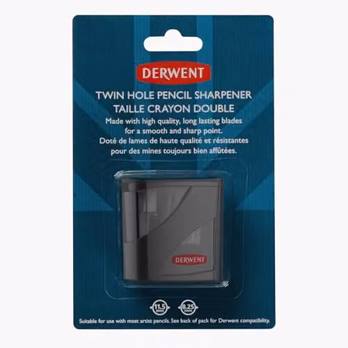 Derwent Twin Hole Pencil Sharpener with Container, Black – 2