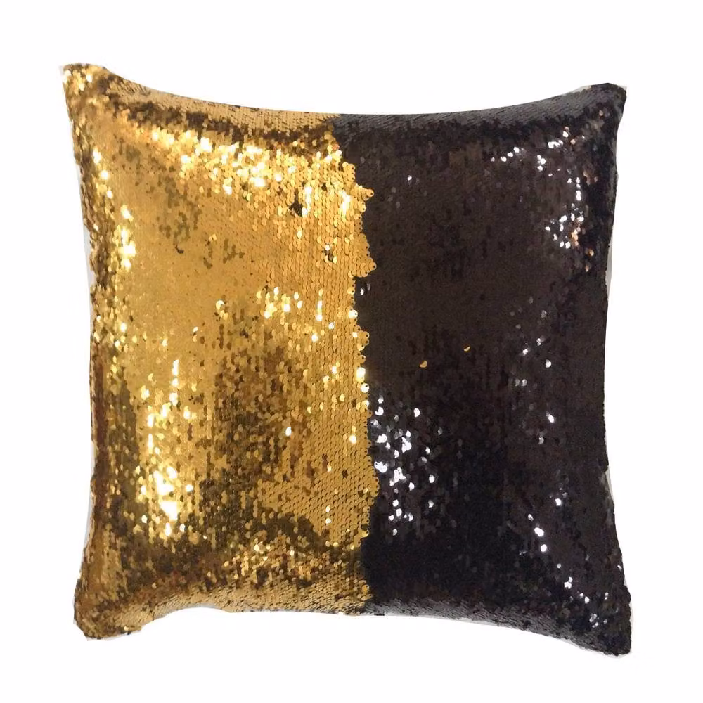 Velosso Mermaid Filled Square Cushion with Two-tone Black Sequins, W/D/H: 56 x 56 x 56 cm – 2