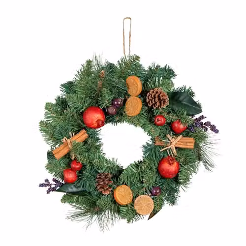Samuel ALEXANDER 40cm Festive Spice Christmas Wreath in Red and Green with Pinecones and Faux Dried Fruit – 4