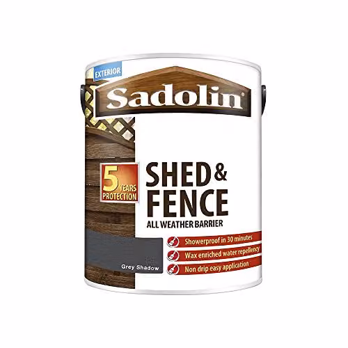 Sadolin Water-Based Grey Shed and Fence Woodstain, 5 l – 2