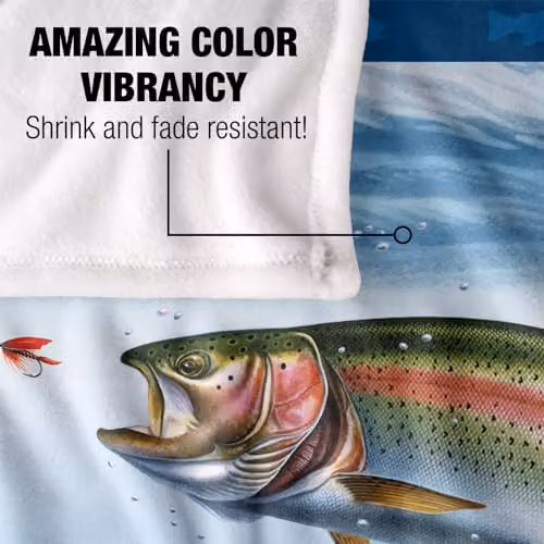 JQ Licensing Trout Fishing Scene Super Soft Silky Touch Fleece Throw Blanket, Multicolour, W: 152 cm, D: 127 cm – 3