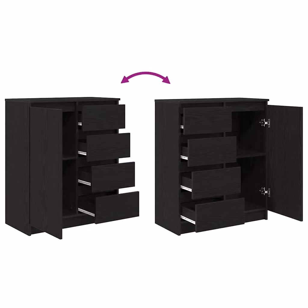 Berkfield Home Black Oak Sideboard with Drawers, W/D/H: 71 x 35 x 84 cm – 4