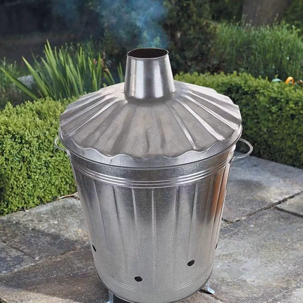 FLAVORA 90 L Galvanised Steel Garden Waste Incinerator in Metallic Silver – 2