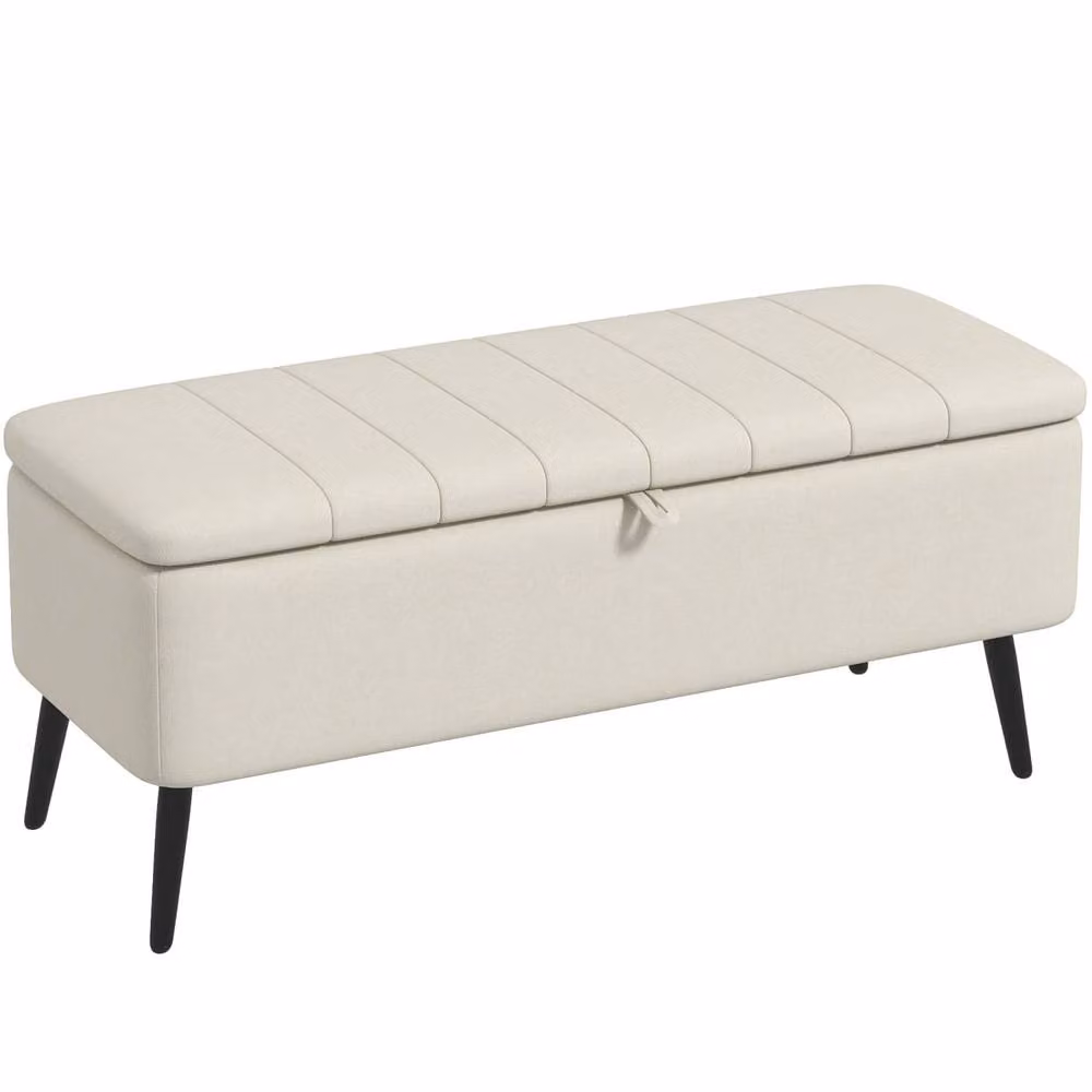 Wyld Haus Zimina Cream Linen Look Storage Ottoman – 2