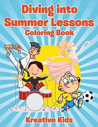 Kreative Kids Diving into Summer Lessons Colouring Book for Children, Multicolour, W: 27.94 cm, H: 21.59 cm