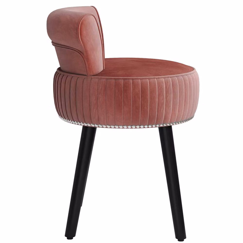 Costway Velvet Tufted Back Upholstered Vanity Makeup Chair in Pink – 9