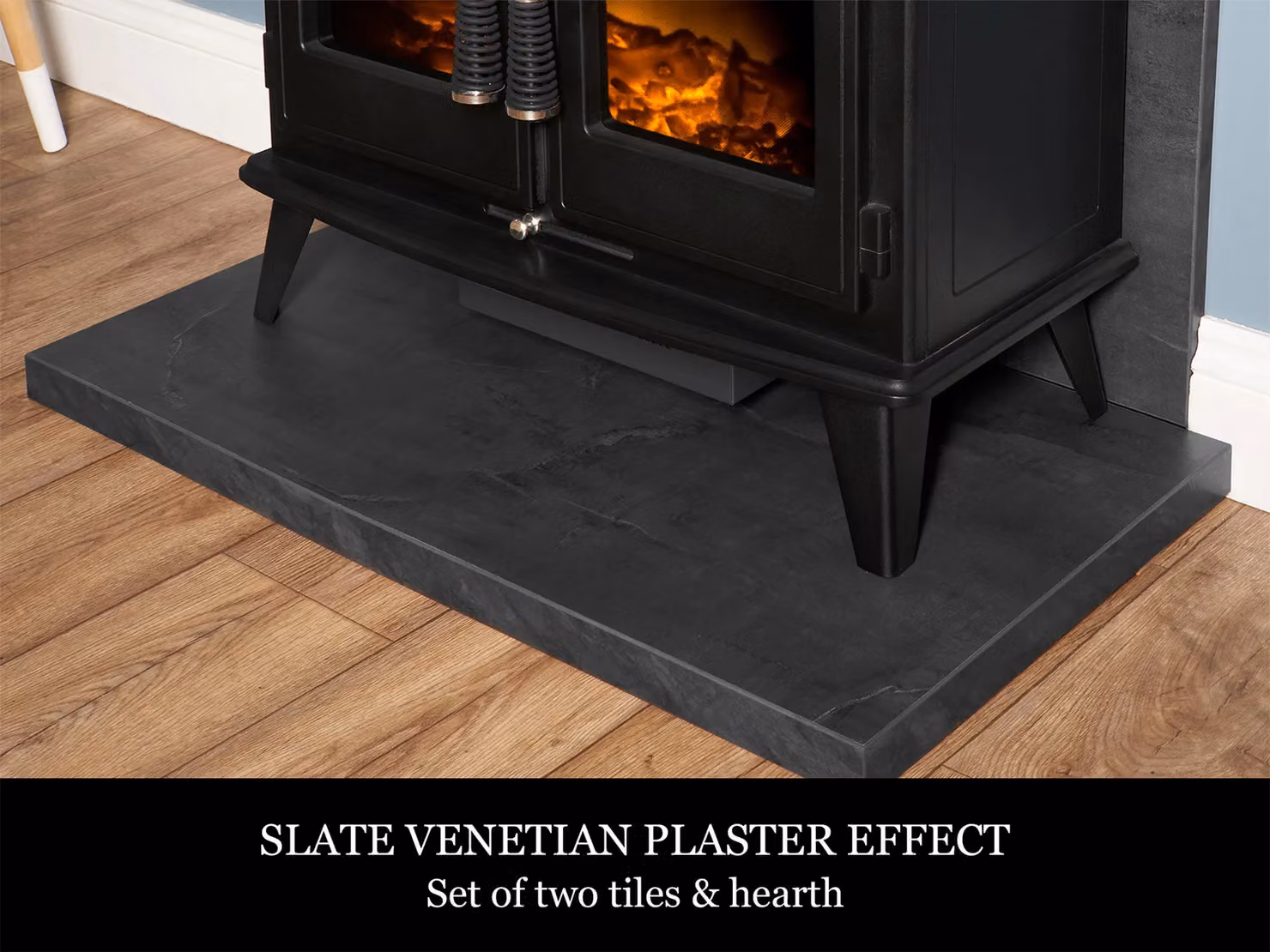 Acantha Black Electric Wall Mounted Rectangular Metal Fireplace – 3