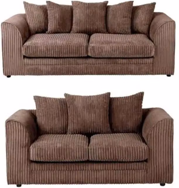 Snug Furniture Birmingham Ltd Camden Jumbo Cord 3+2 Sofa Set in Chocolate Brown – 1