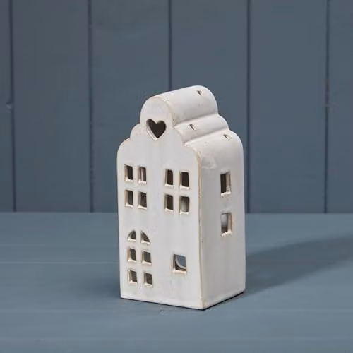 Gift Company White Ceramic Four Candle House Tealight Holder W: 8.5 cm, D: 8 cm, H: 18 cm – 1