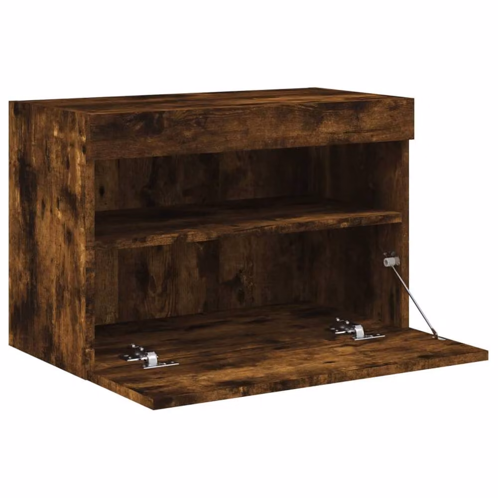 Berkfield Home TV Wall Cabinet with LED Lights in Smoked Oak Brown, W/D/H: 60 x 30 x 40 cm – 8