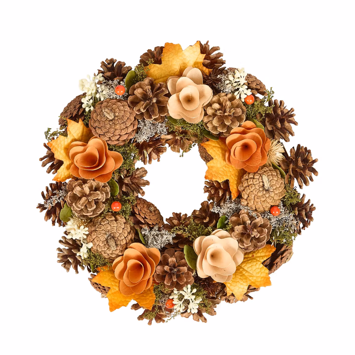 Dibor Forest Autumn-Winter Floral Wreath in Orange, Yellow and Brown, Diameter: 34 cm – 2