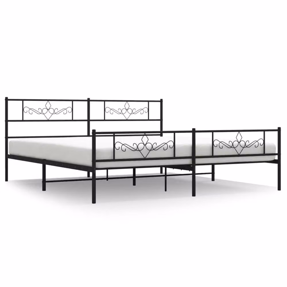 Berkfield Home Metal Bed Frame with Headboard and Footboard, Black, 200 x 200 cm – 2