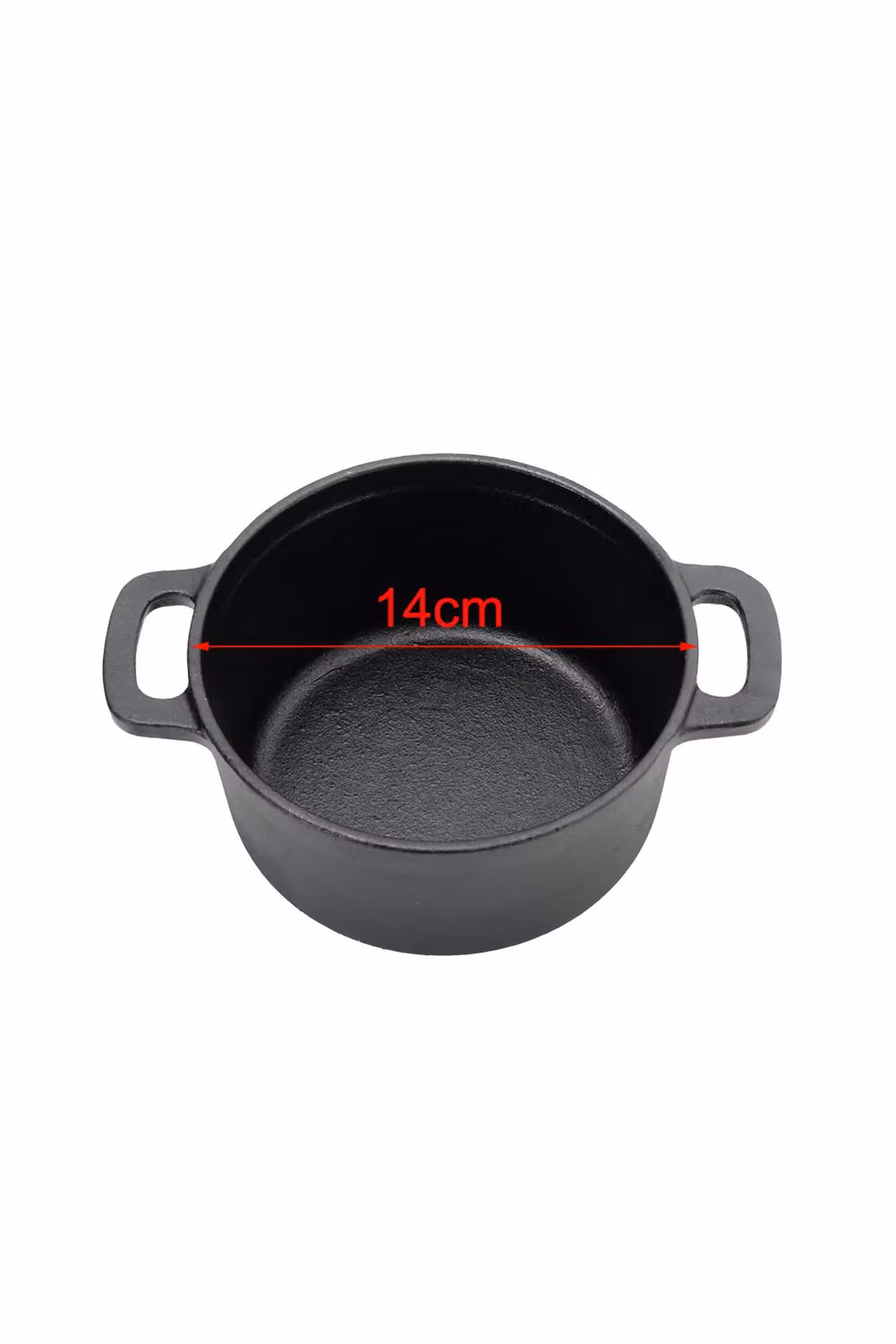 Living and Home 1L Mini Cast Iron Dutch Oven with Lid, Black, Diameter: 14 cm – 3
