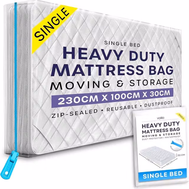 Volila Reusable Waterproof Single Mattress Bag with Zipper in Transparent