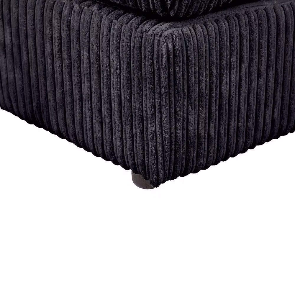 LUXURY LIFE Amalfi Jumbo Cord Fabric Footstool in Black, W/D/H: 60 x 60 x 65 cm – 4