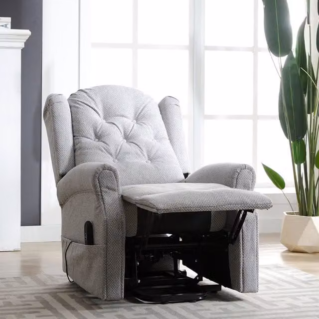 Artemis Home Crawley Electric Riser Recliner TV Chair with Massage and Heat in Grey Fabric