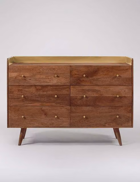 Swoon Fresco Mango Wood 6 Drawer Chest in Medium Brown