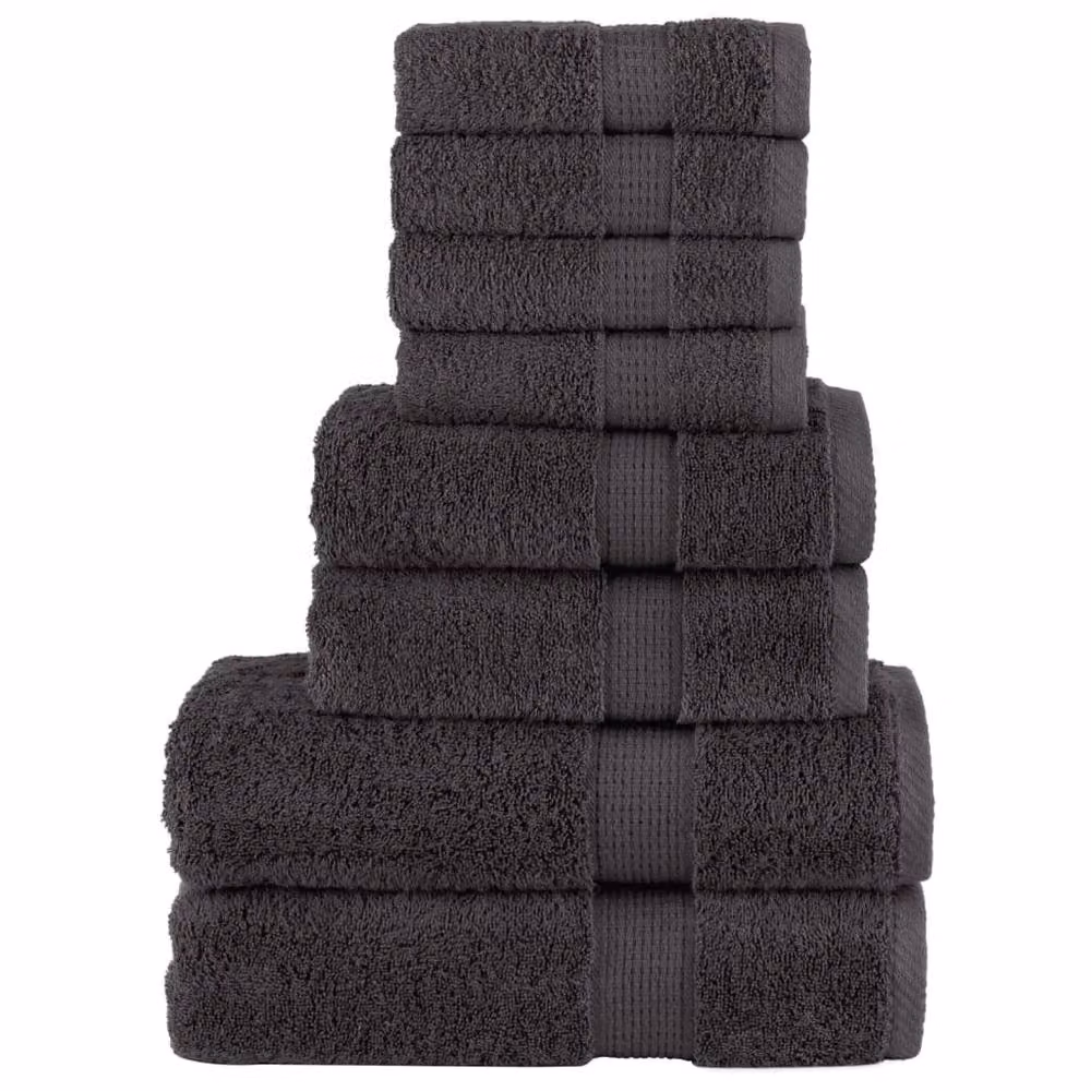 Berkfield Home SOLUND 8 Piece Premium Cotton Terry Towel Set in Anthracite, 600 gsm – 2