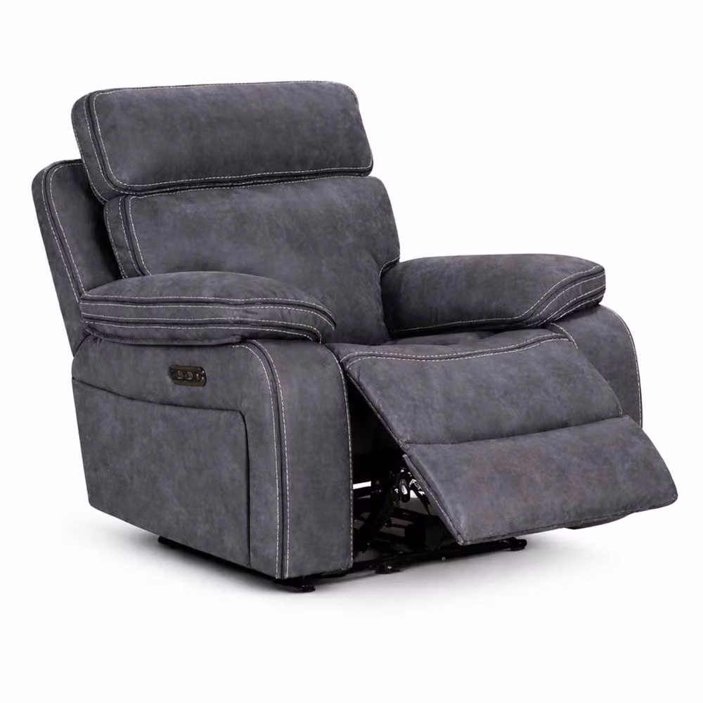 Furnishings For Less UK Tokyo LeatherAire Grey 3 + 1 + 1 Electric Recliner Sofa Set – 3