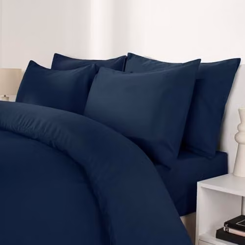 OHS 2 Pack Soft Microfibre Housewife Pillowcases in Blue with Envelope Closure