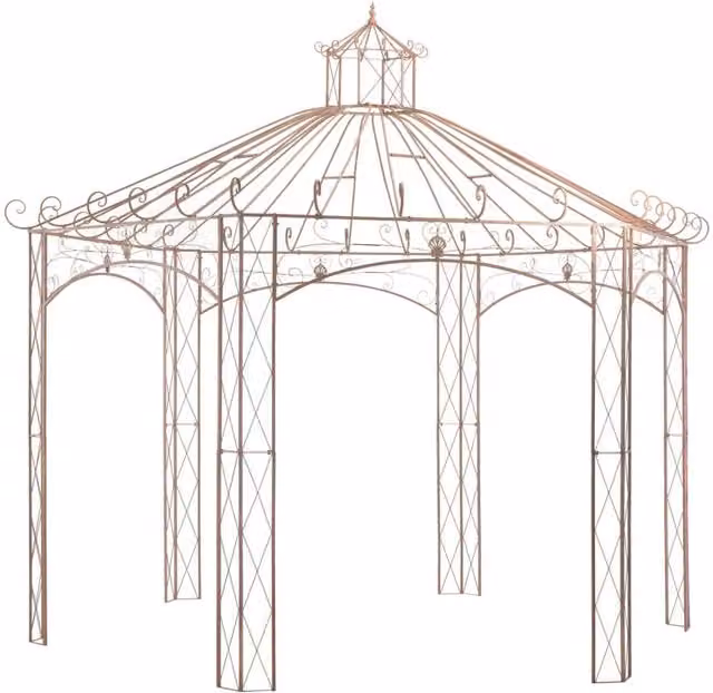 Berkfield Home Garden Pavilion in Antique Brown Metal, W: 400 cm, D: 352 cm