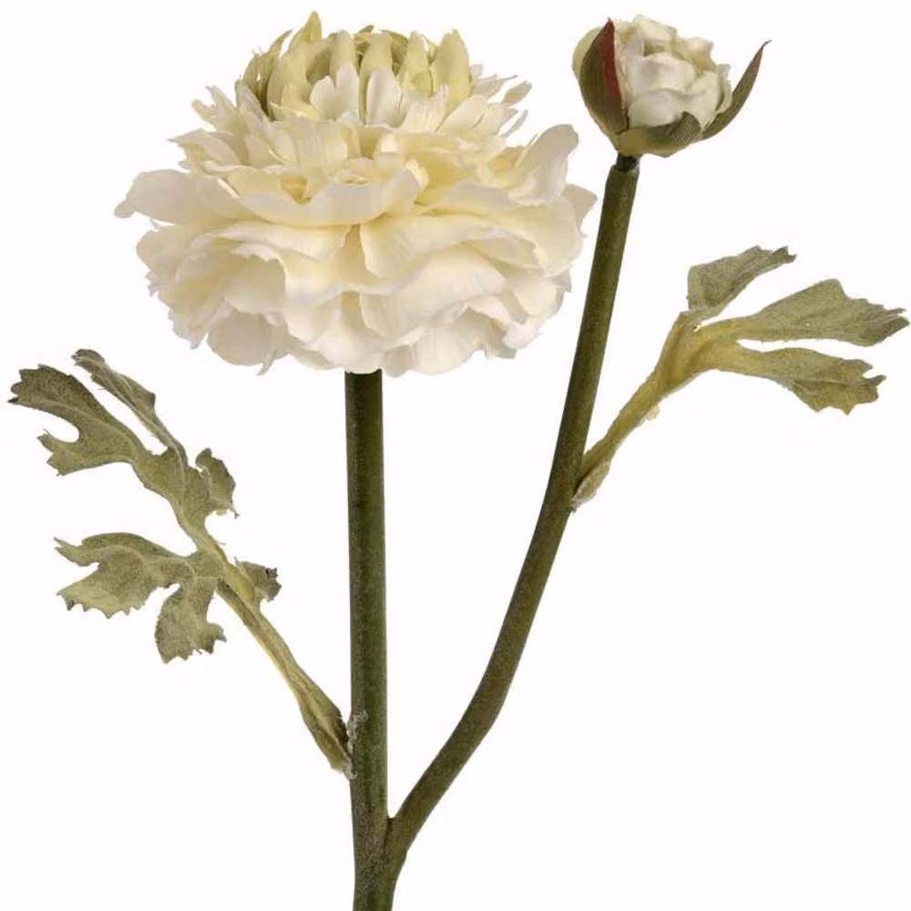 Lemon Pavilion White Ranunculus Artificial Flower Single Stem W11 x D8 x H44 cm – 2