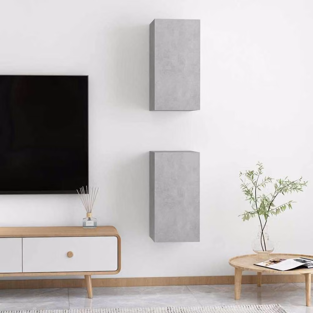 Berkfield Home Set of 2 Wall Mounted TV Cabinets in Concrete Grey, W/D/H: 30.5 x 30 x 60 cm – 2