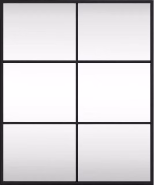 Berkfield Home Black Rectangular Metal and Glass Wall Mirror W: 50 cm, H: 60 cm