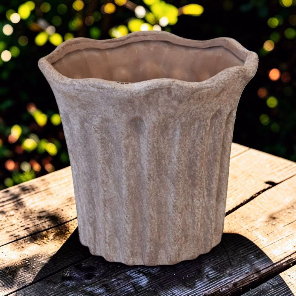 Four Candle Brown Ceramic Fluted Planter Pot W/D/H: 25 x 23 x 25 cm – 2