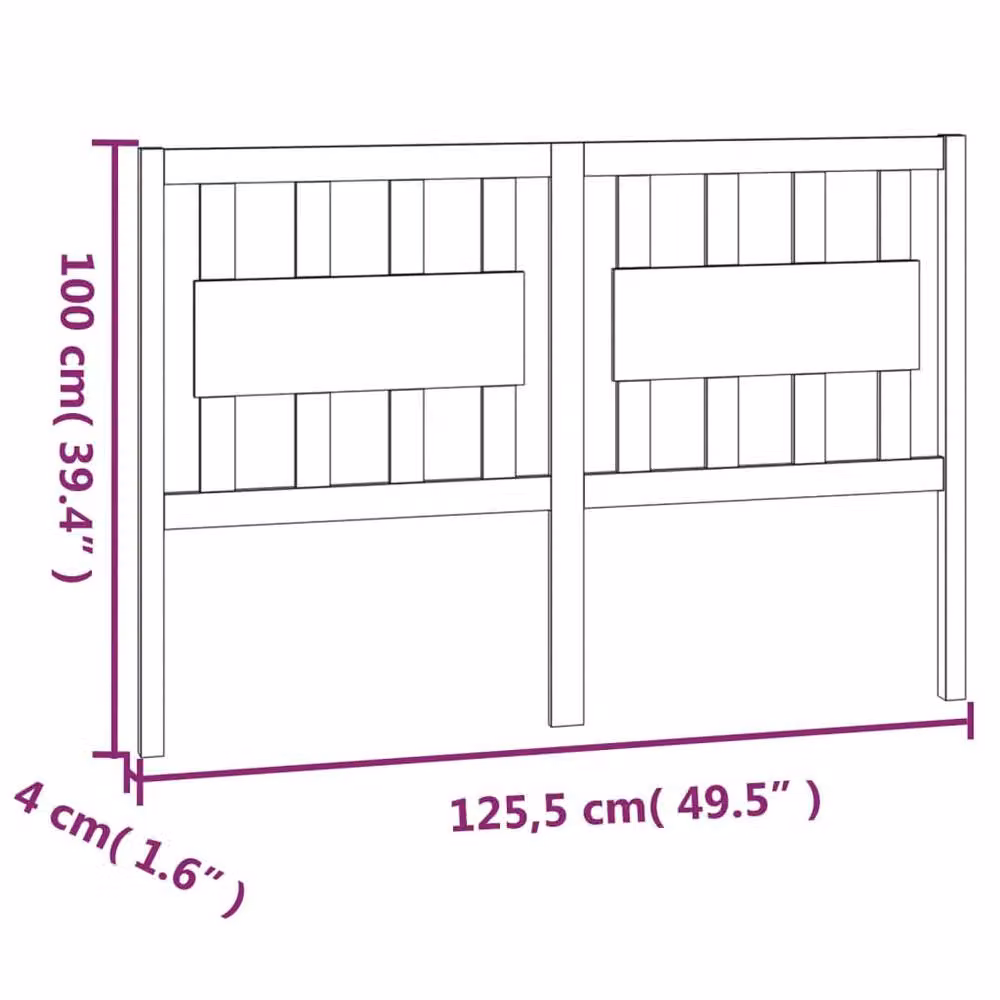 Berkfield Home Rustic Solid Wood Pine Bed Headboard, Brown, W: 125.5 cm, D: 4 cm, H: 100 cm – 3