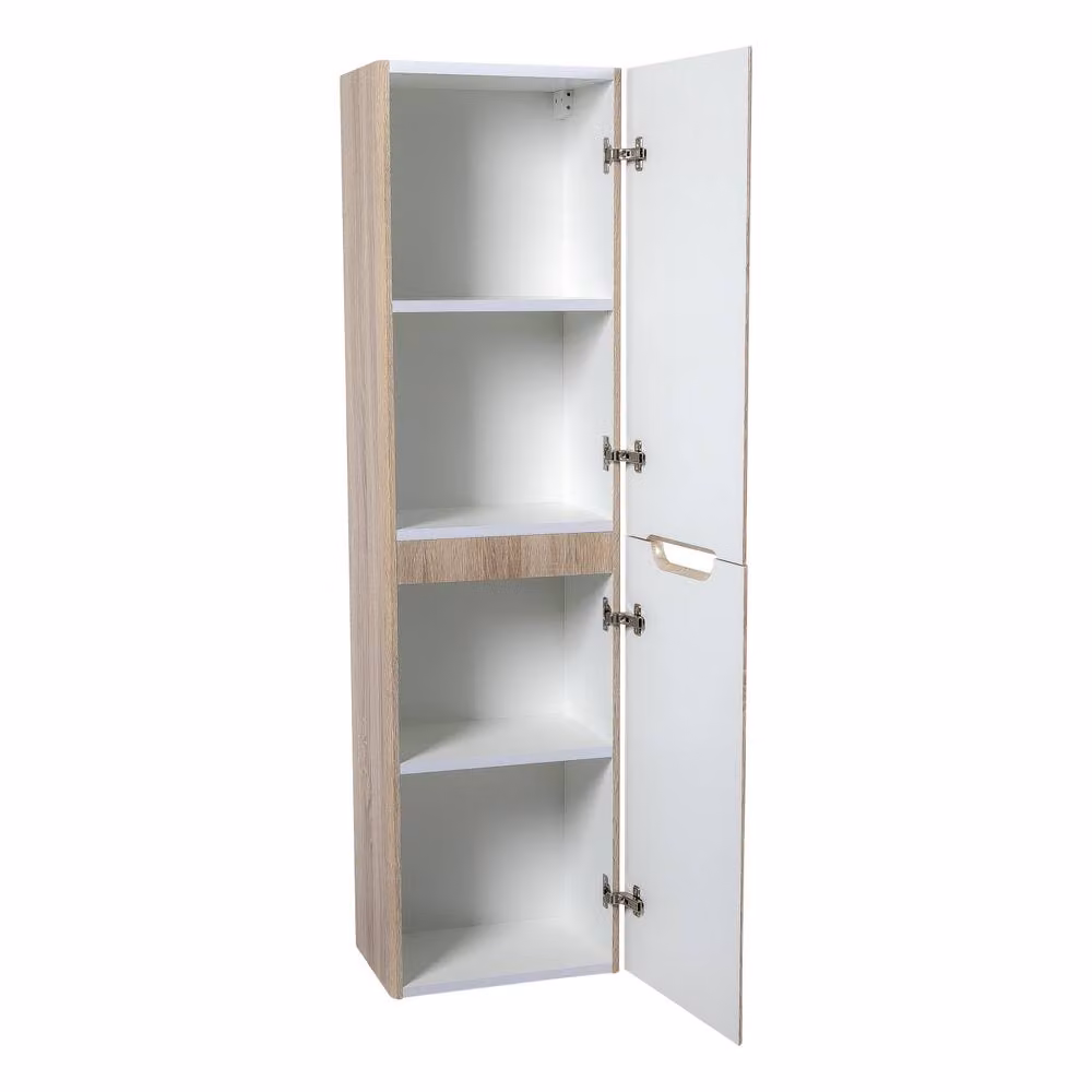 Bathroom Kingdom Monza Oak Wall Hung Tall Cabinet in Light Brown – 2
