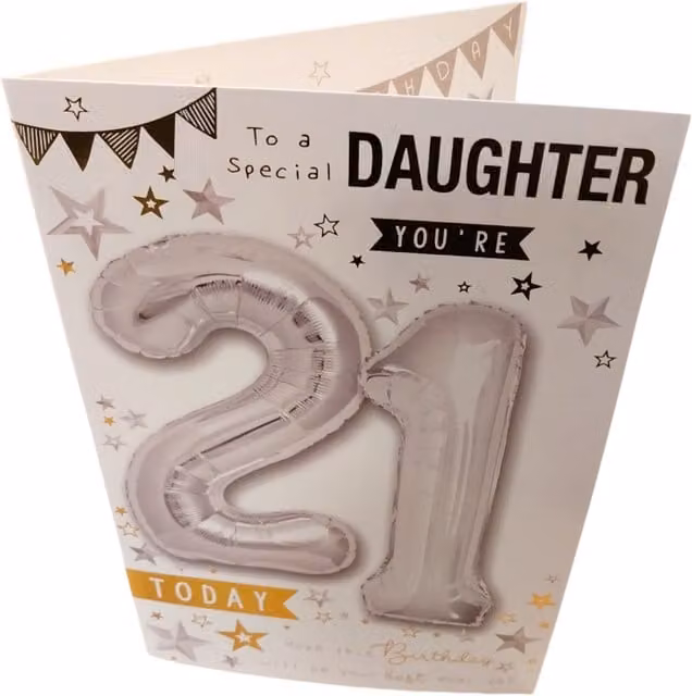 Sensations To a Special Daughter You Are 21 Balloon Boutique Greeting Card, Multicolour