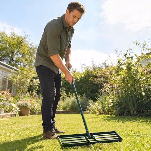 Outsunny Heavy Duty Metal Lawn Levelling Rake in Green, W: 76 cm, D: 26 cm – 7