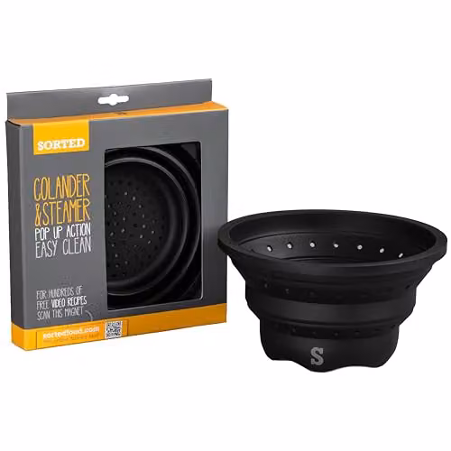Orsina Collapsible Silicone Colander and Steamer in Black