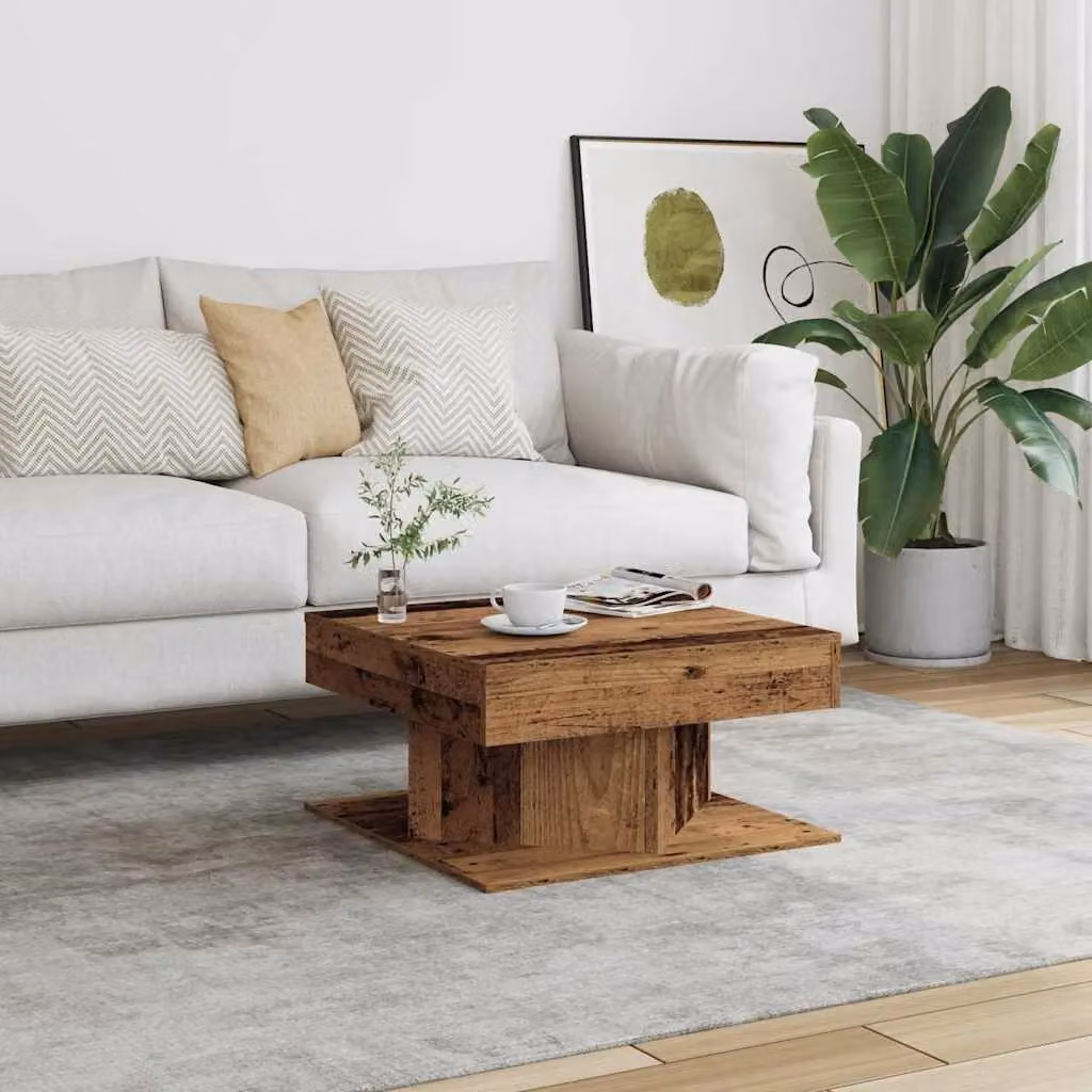 Berkfield Home Rustic Brown Square Coffee Table with Lift Mechanism, W/D/H: 55 x 55 x 30 cm – 3