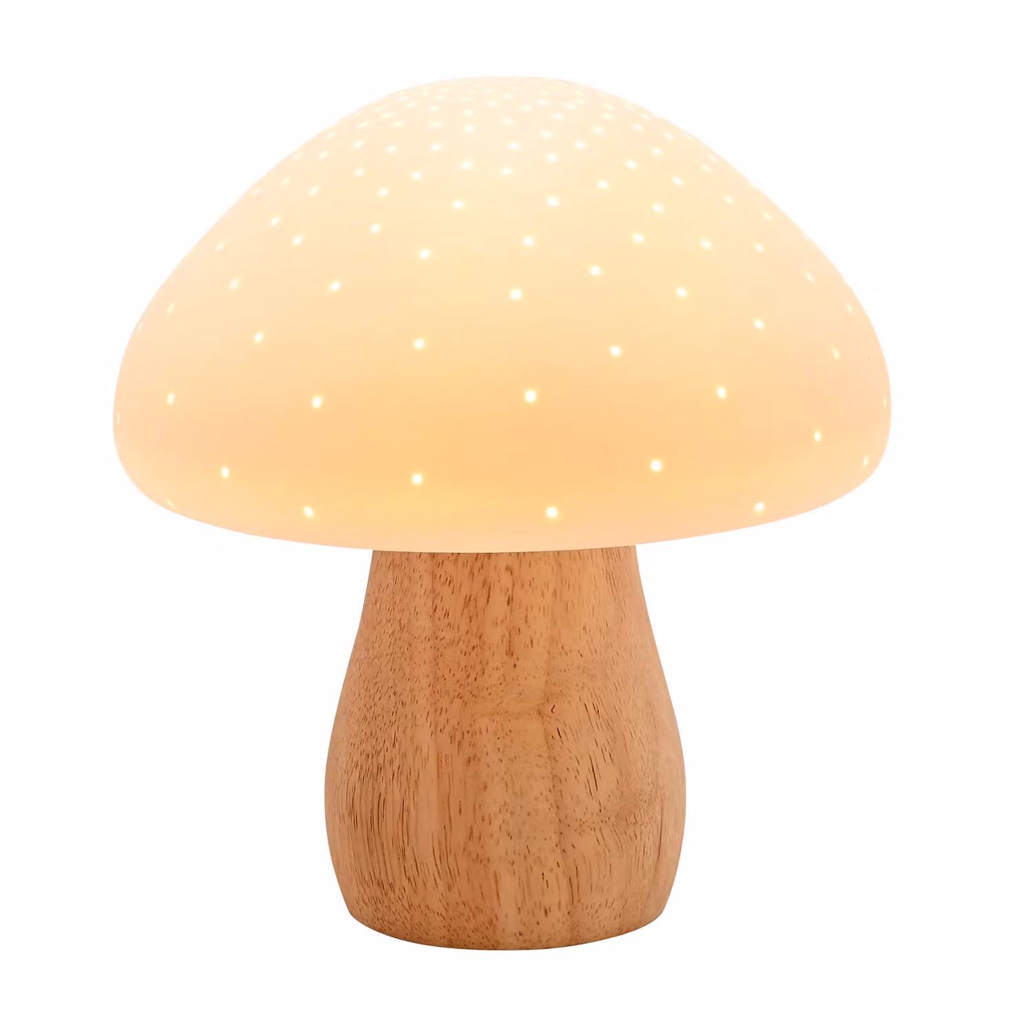 Hestia Mushroom Table Lamp in White Ceramic and Wood – 2