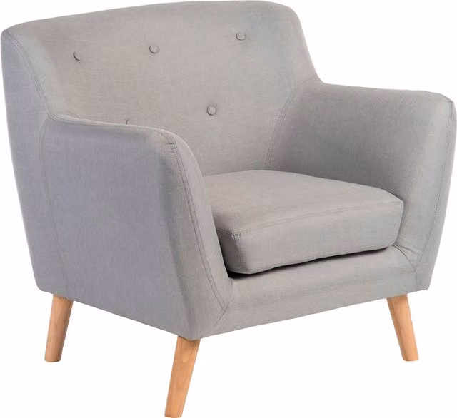 Teknik Skandi Grey Fabric Armchair with Armrests and Wood Upholstered Frame