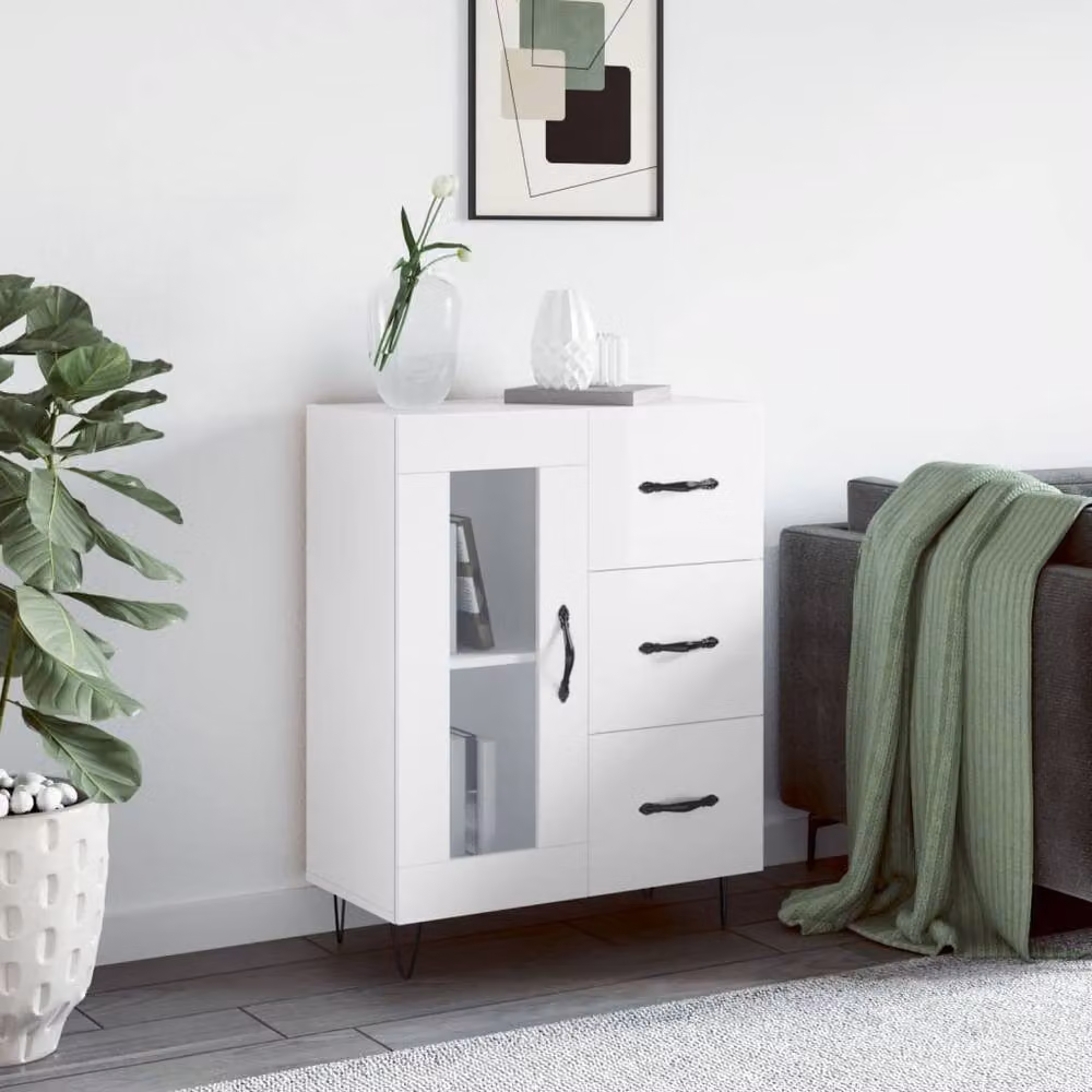 Berkfield Home High Gloss White Modern Sideboard W/D/H: 69.5 x 34 x 90 cm – 2