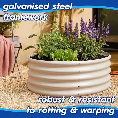 Harbour Housewares Round Bottomless Raised Garden Bed in Anthracite Galvanised Steel, W: 120 cm, D: 45 cm, H: 45 cm – 2